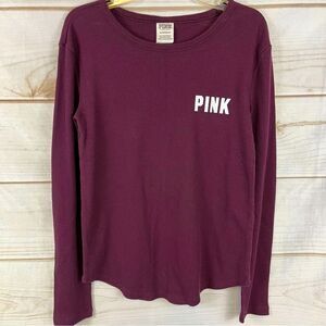 NWOT PINK Purple/Plum Waffle Long Sleeve T-shirt Warm Shirt Size Extra S…